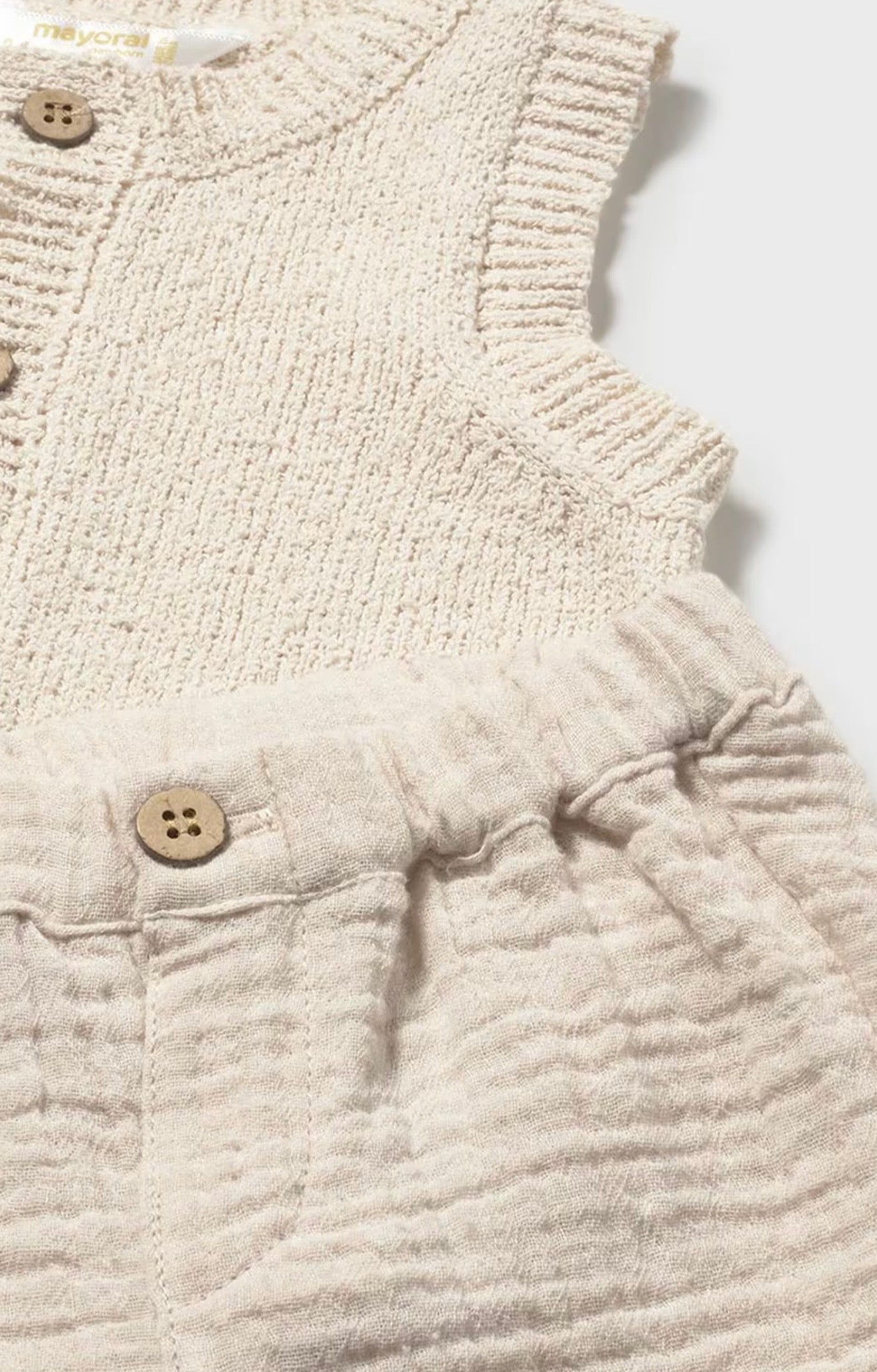 Completo neonato 3 pezzi beige naturale