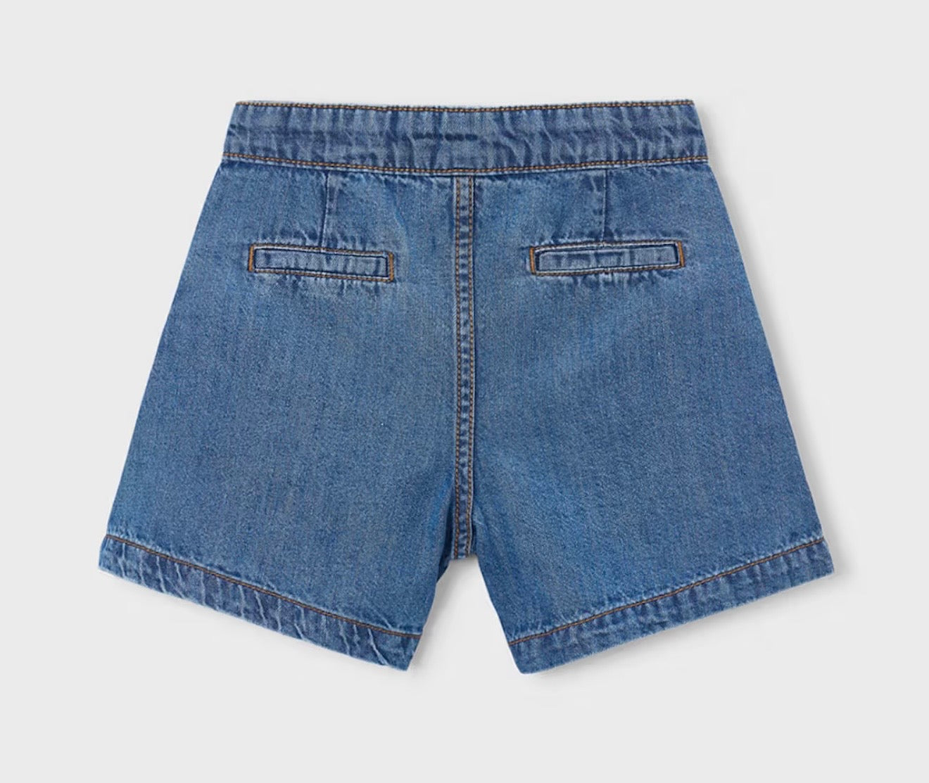 Short Bambina in Denim Vita Alta con Bottoni
