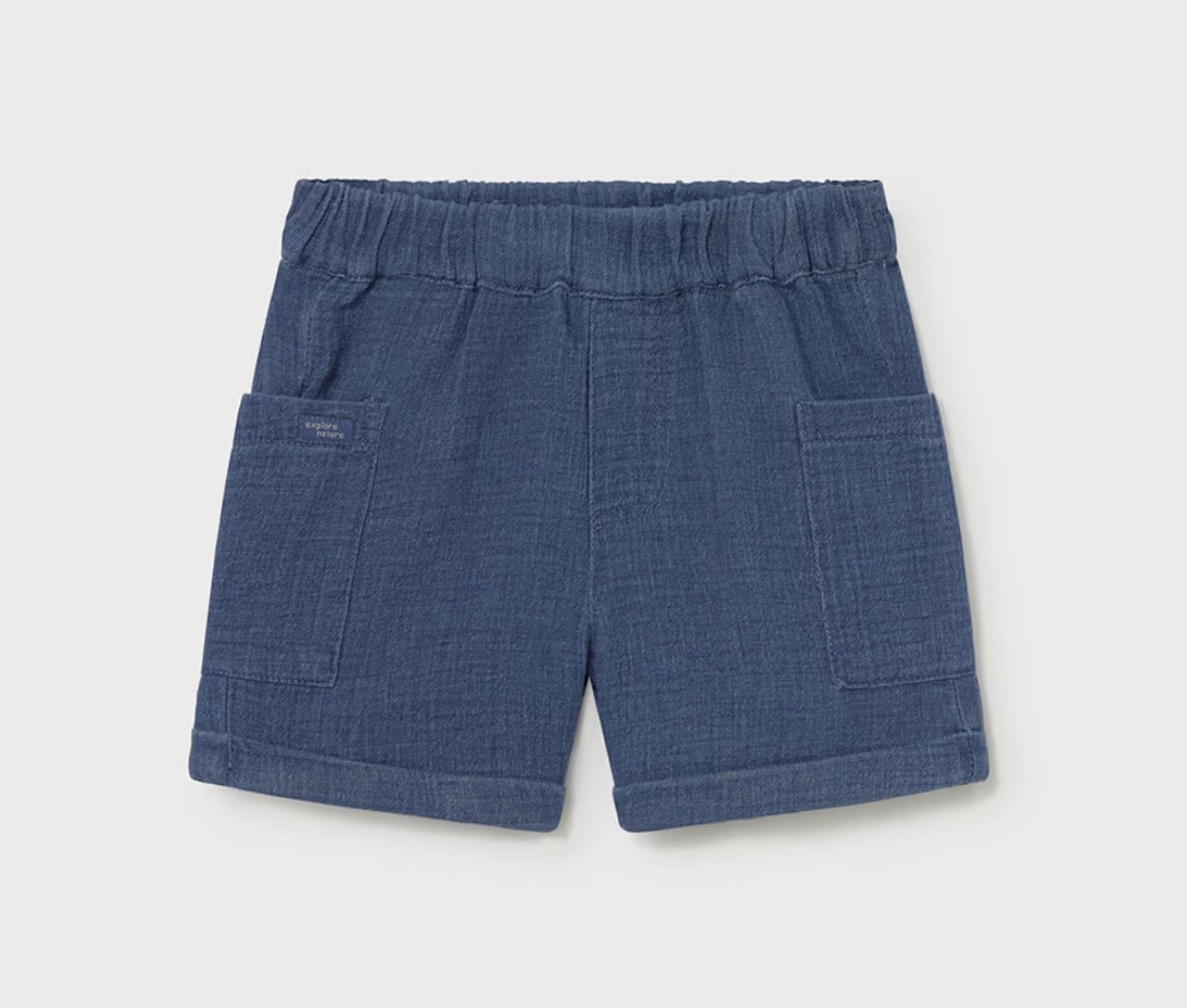Bermuda Neonato Blu in Mussola di Cotone