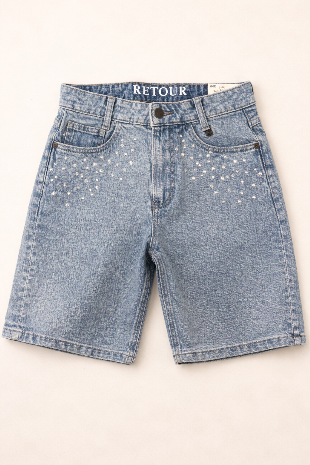 Shorts bambina in denim con strass
