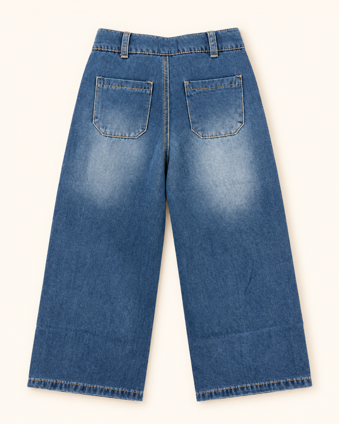 Jeans bambina wide leg con doppio bottone