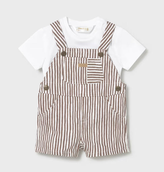 Completo neonato Mayoral salopette righe marroni