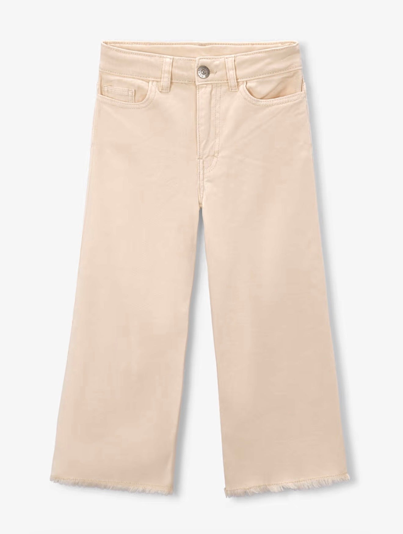 Pantalone bambina beige a gamba ampia – Modello wide leg