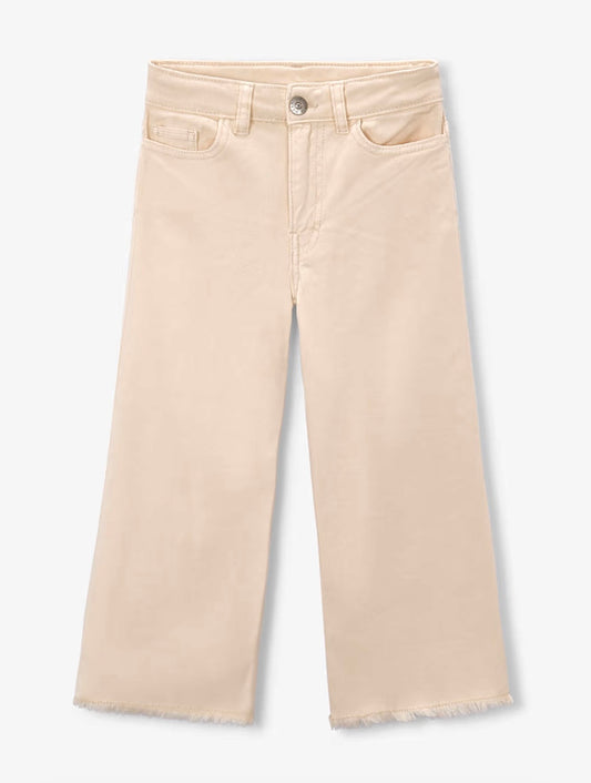 Pantalone bambina beige a gamba ampia – Modello wide leg
