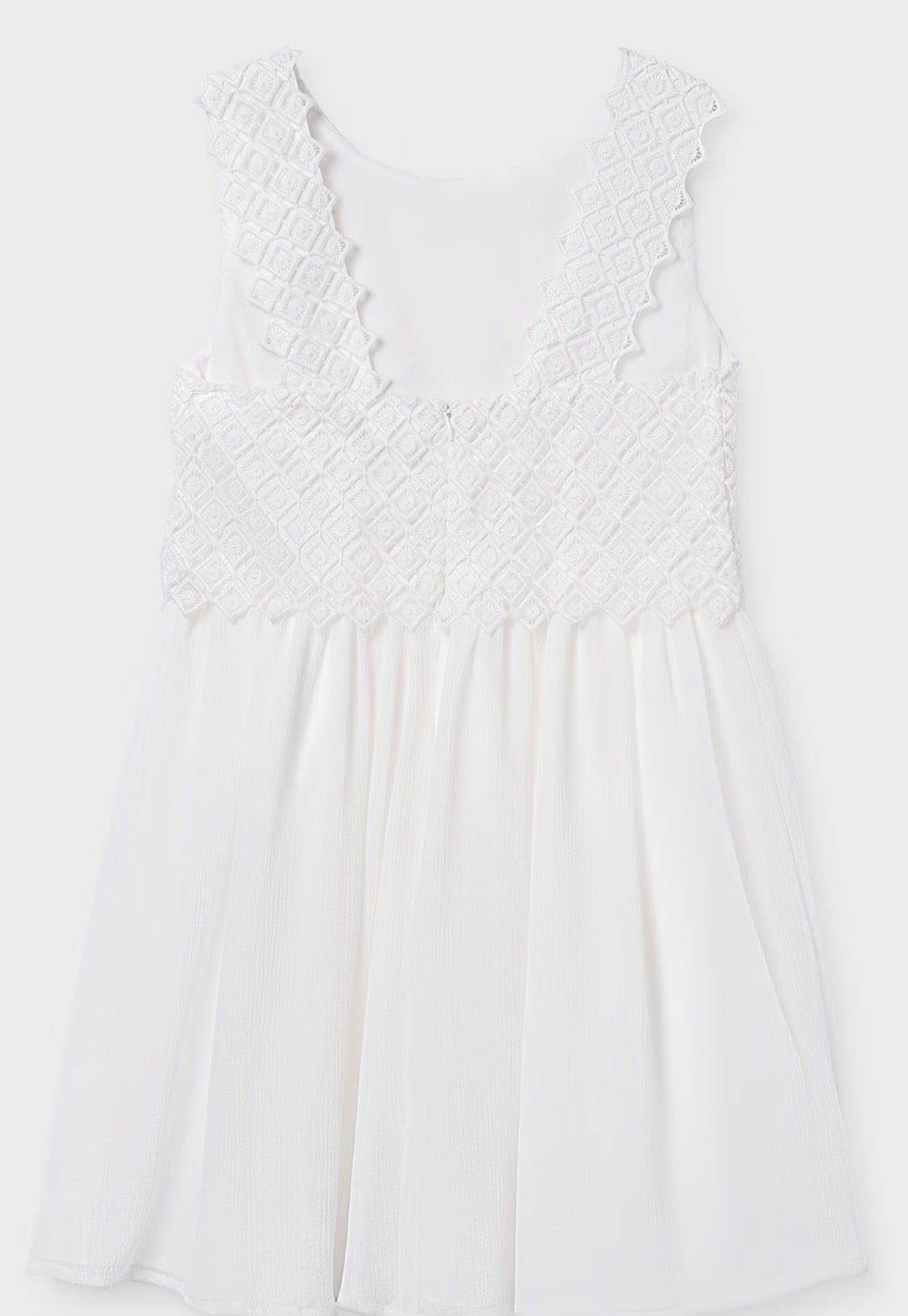 Abito Bianco Cerimonia con Corpino in Pizzo