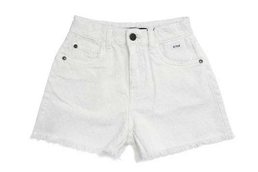 Shorts bambina bianchi con dettaglio textured