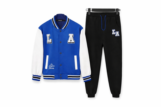 Completo bambino stile college blu e nero