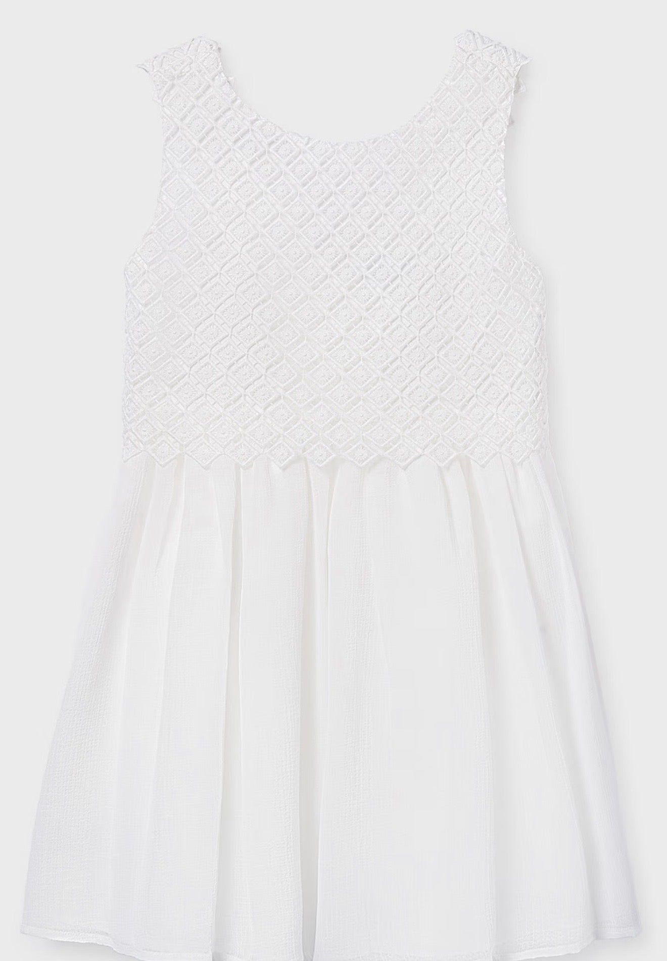 Abito Bianco Cerimonia con Corpino in Pizzo