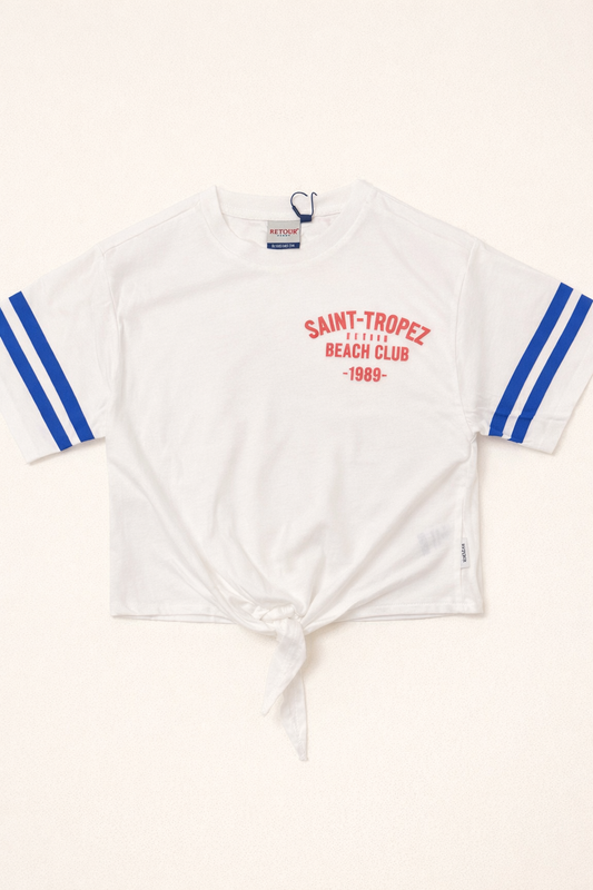 T-shirt bambina Saint-Tropez con nodo frontale
