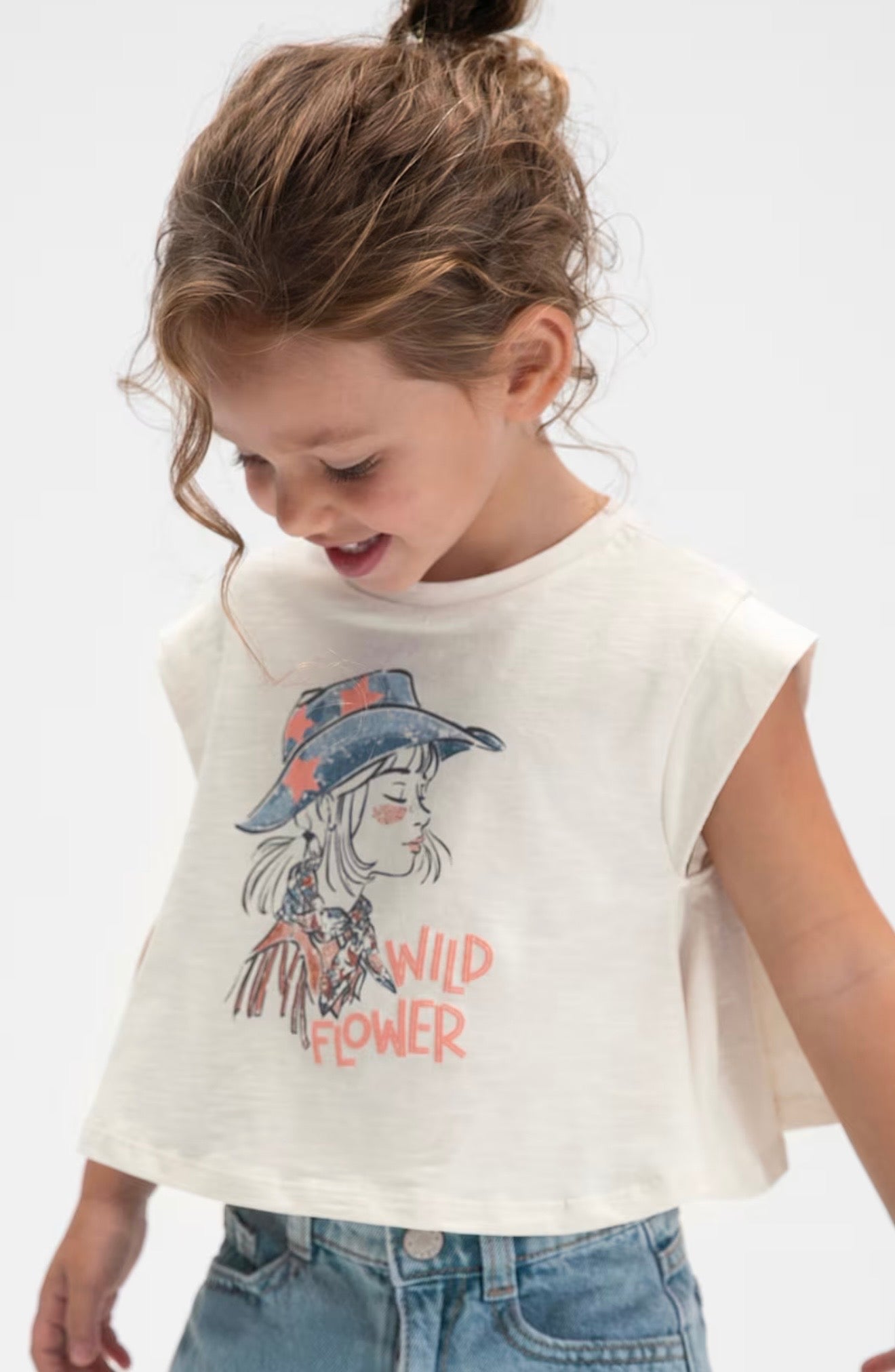 T-Shirt Bambina Beige “Wild Flower”
