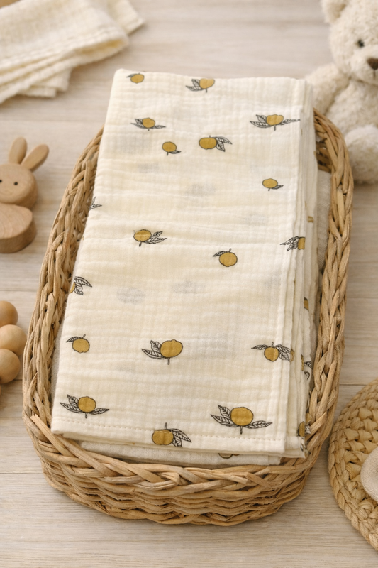 Mussole neonato in cotone – fantasia limoni 🍋