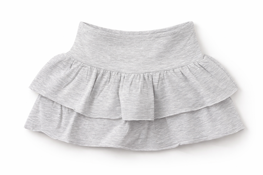 Gonna pantaloncino bambina grigio melange con balze