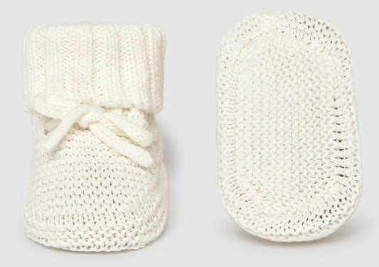 Scarpine neonato panna in maglia