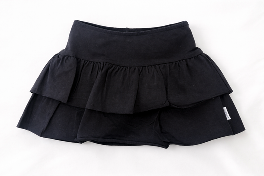 Gonna pantaloncino bambina nera con balze