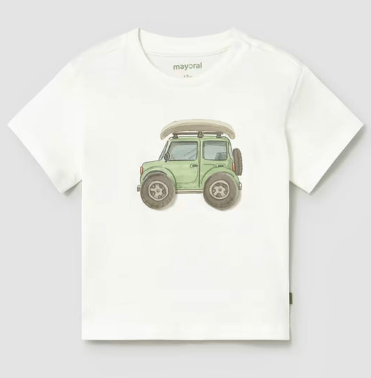 T-shirt bambino con jeep verde – stile avventura