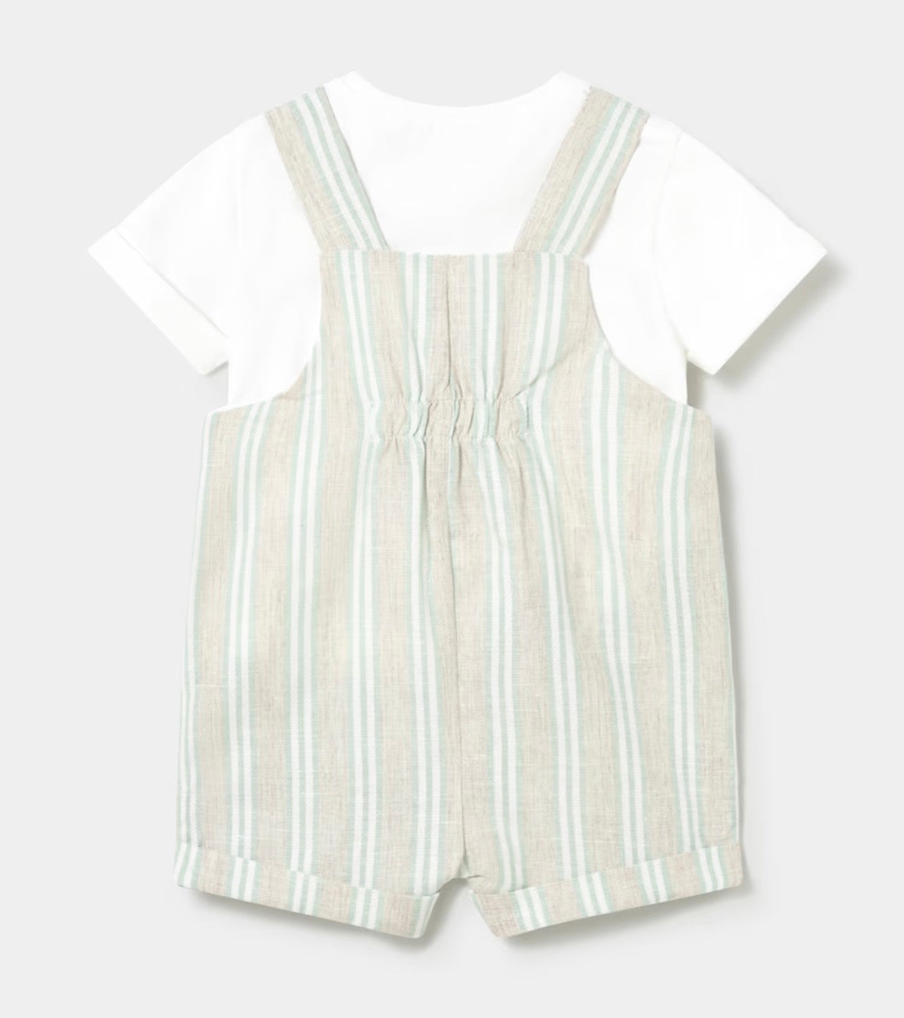 Completo bimbo salopette rigata + t-shirt bianca. Elegante e fresco