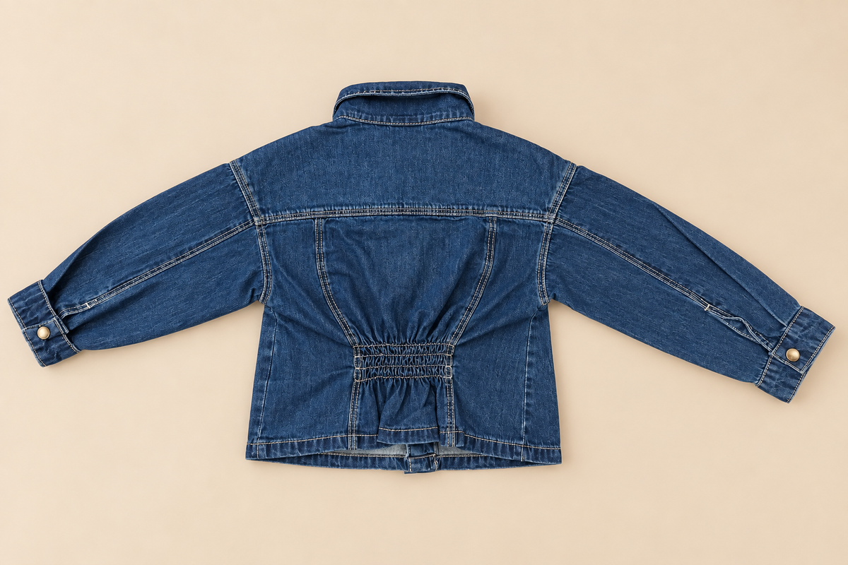 Camicia  Bambina in Denim con Vita Arricciata