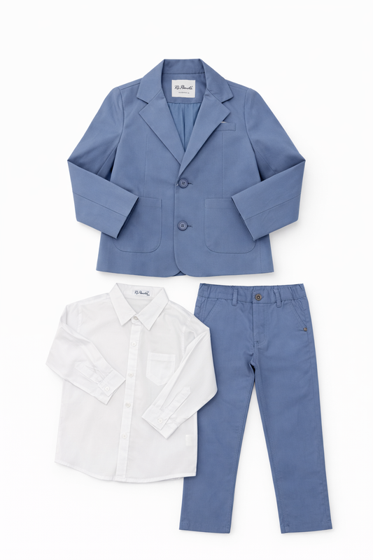 Completo elegante bambino azzurro polvere
