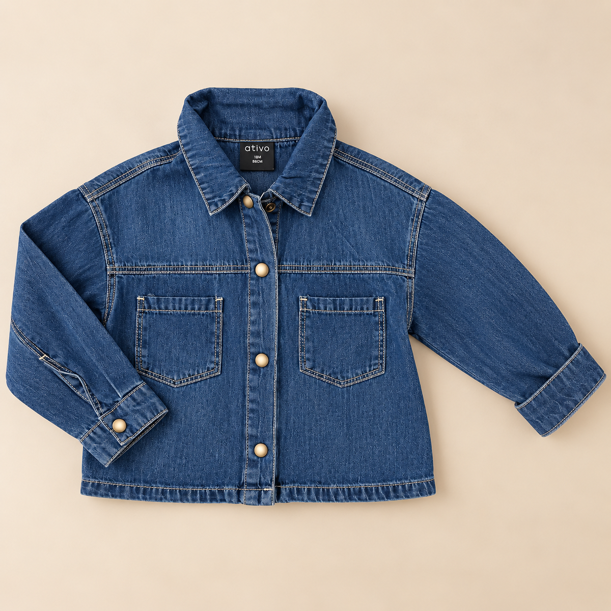 Camicia  Bambina in Denim con Vita Arricciata