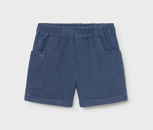 Bermuda Neonato Blu in Mussola di Cotone