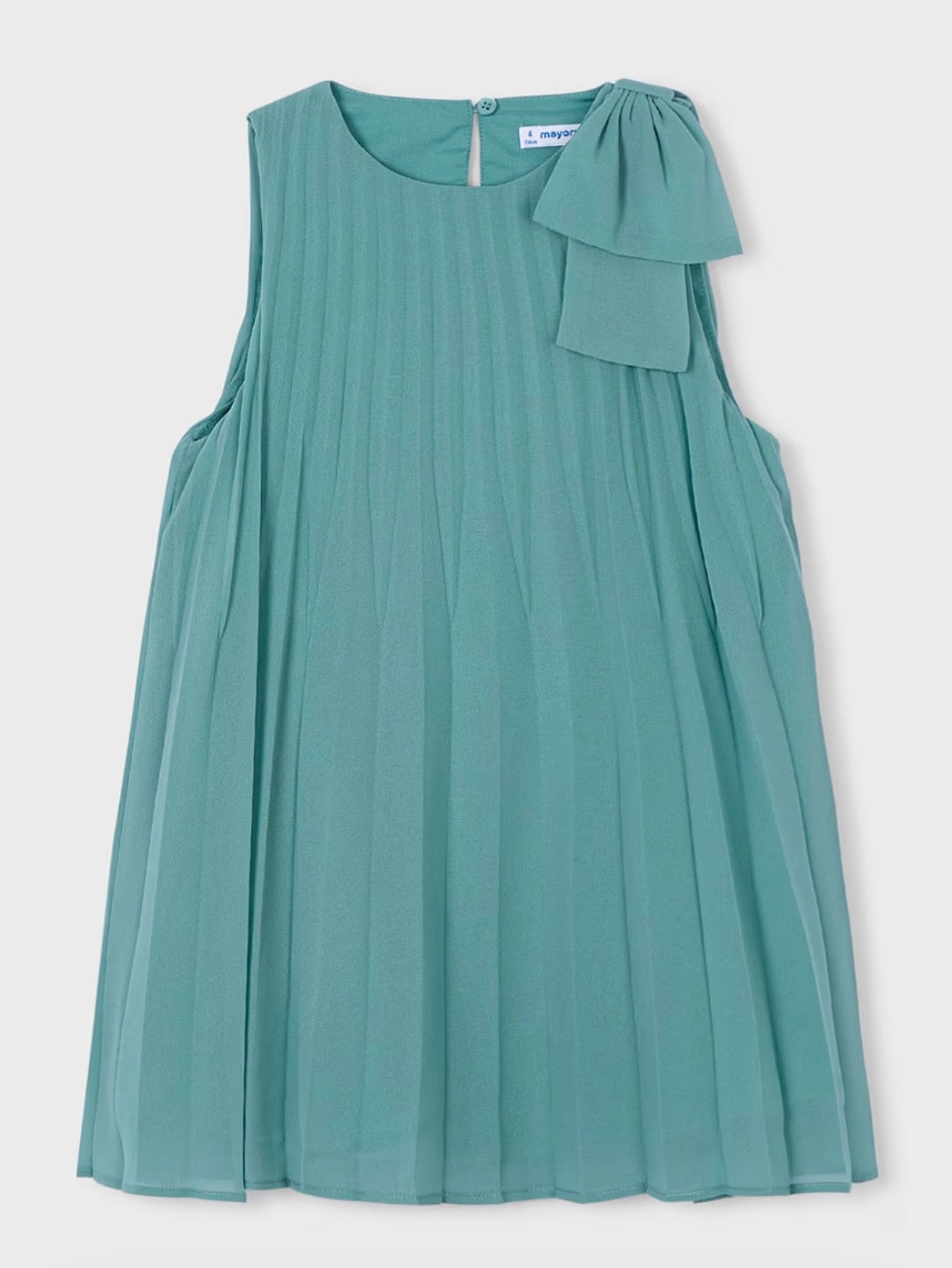 Abito Bambina Verde Acqua con Fiocco