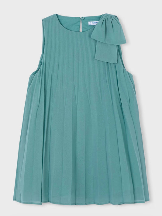 Abito Bambina Verde Acqua con Fiocco