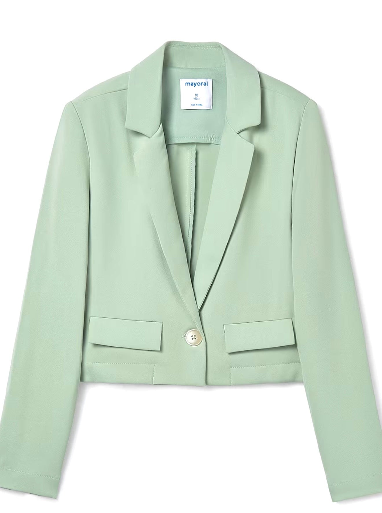 Giacca bambina verde salvia Mayoral – Blazer elegante cropped
