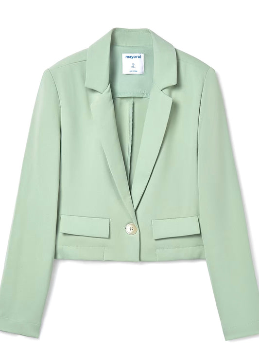 Giacca bambina verde salvia Mayoral – Blazer elegante cropped