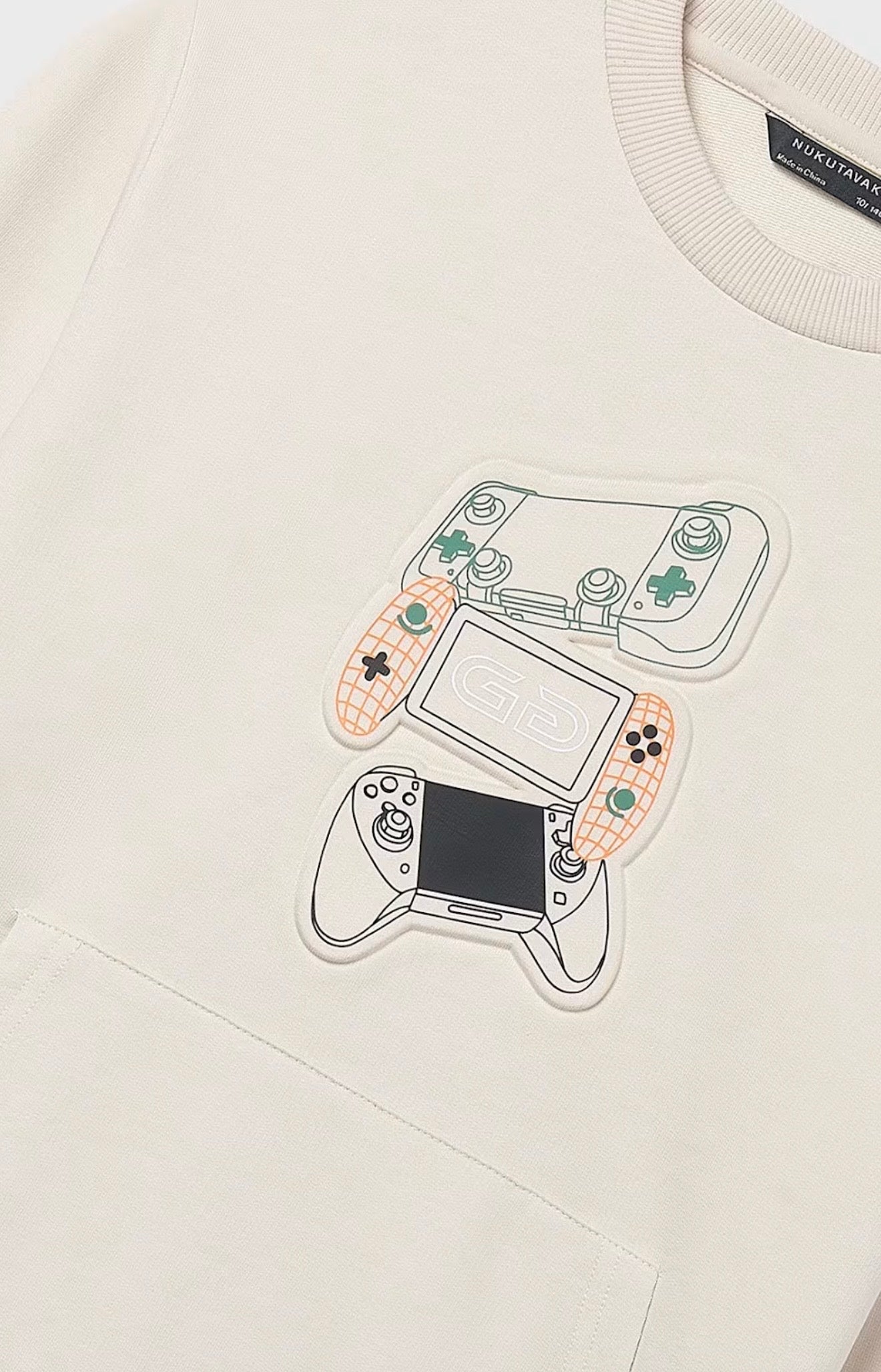 Felpa bambino beige con stampa gaming