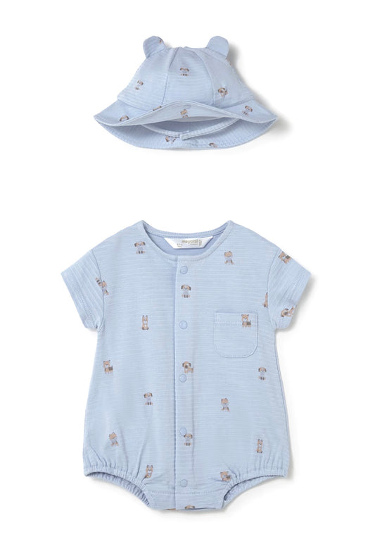 Completo neonato azzurro con cappellino