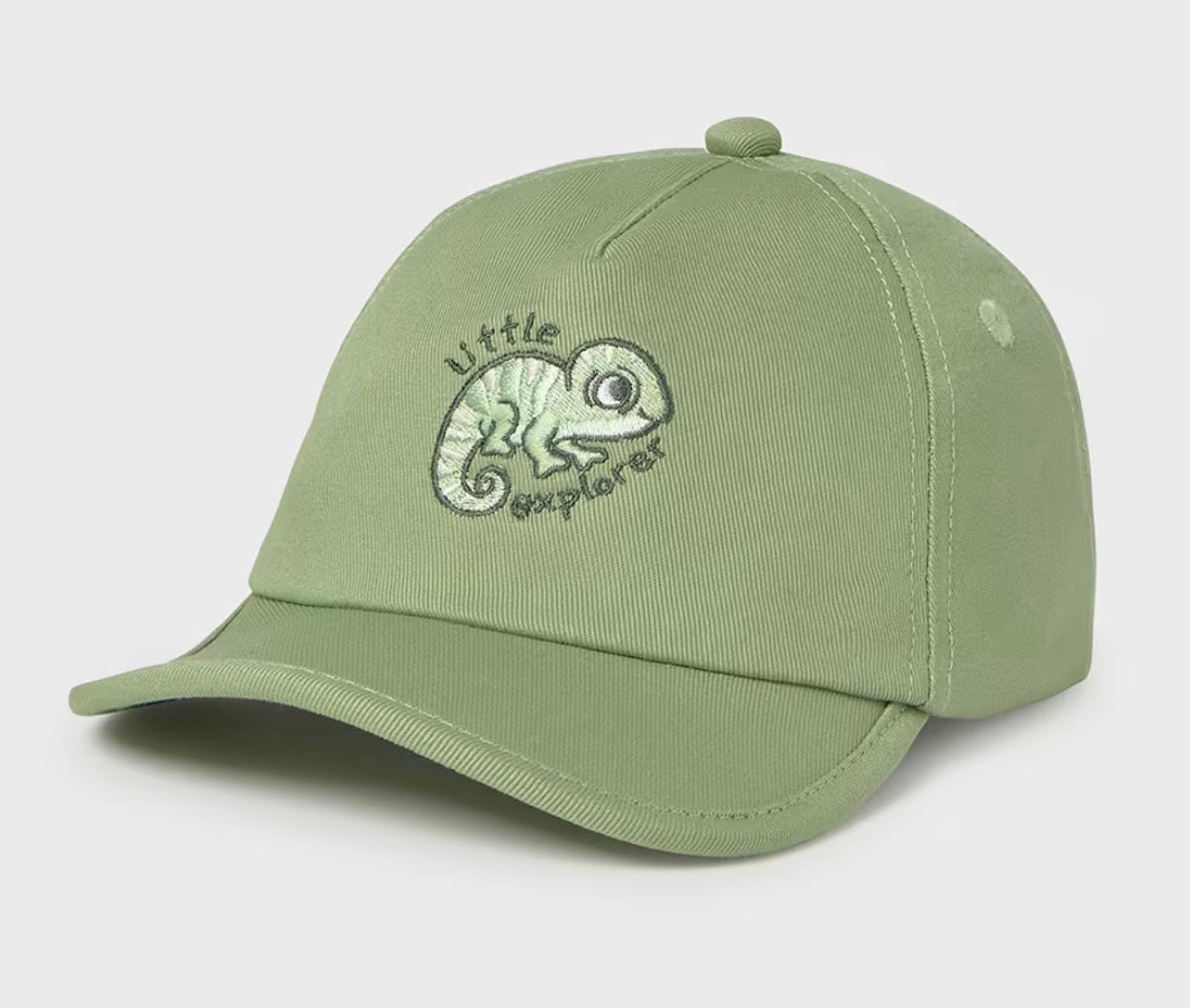 Cappellino Bambino Verde Salvia con Ricamo Camaleonte – Visiera Curva