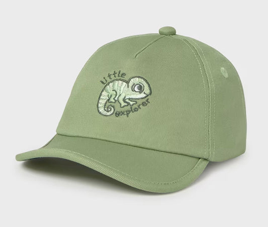 Cappellino Bambino Verde Salvia con Ricamo Camaleonte – Visiera Curva