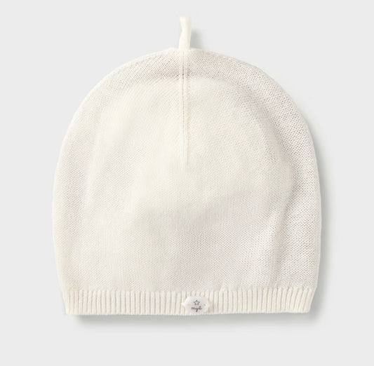 Cappellino neonato panna in maglia
