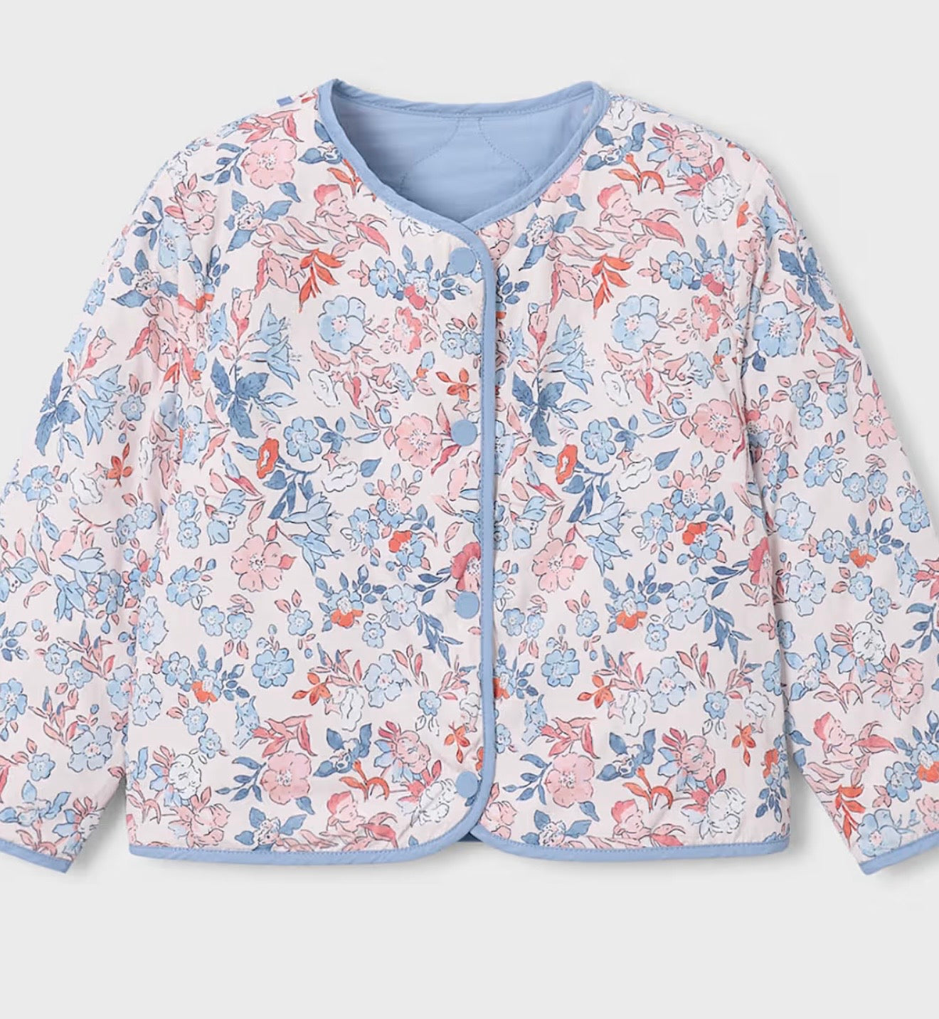 Giacca Bambina Reversibile Trapuntata Fiori & Azzurro
