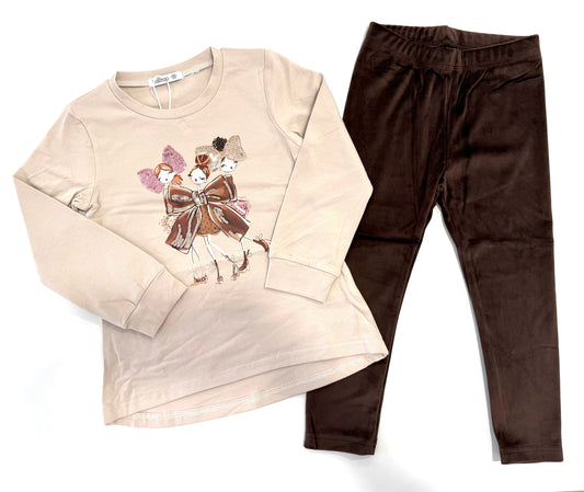 Completo con leggings in ciniglia