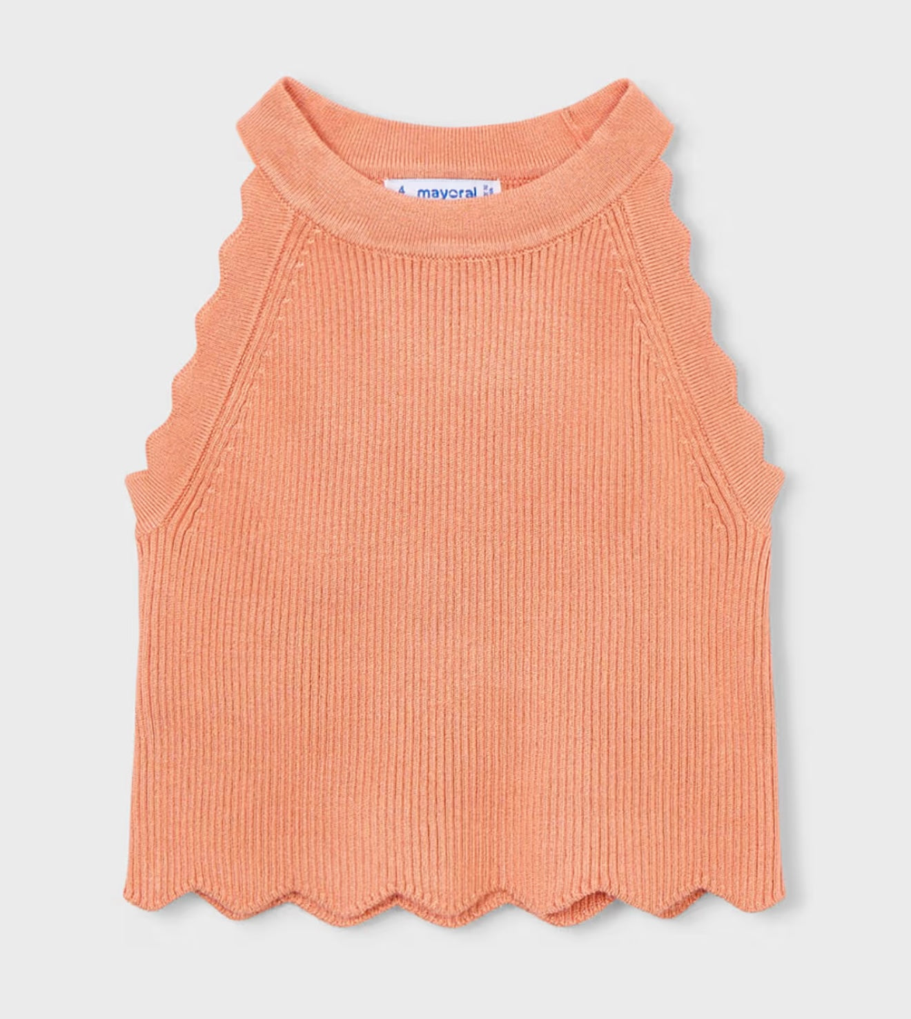 Top bambina in maglia corallo