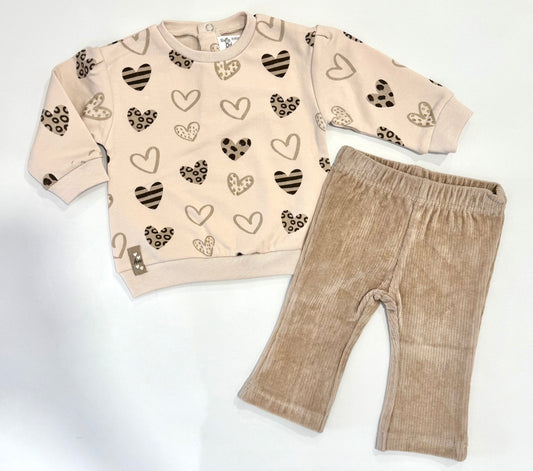 Completo felpato con leggings in ciniglia