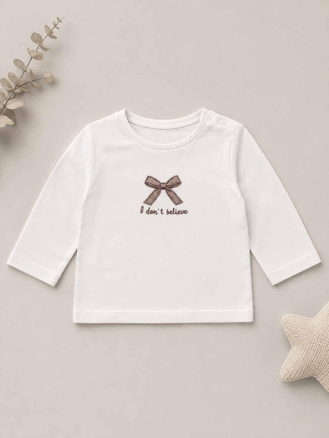 Maglia Bimba Bianca con Fiocco Ricamato