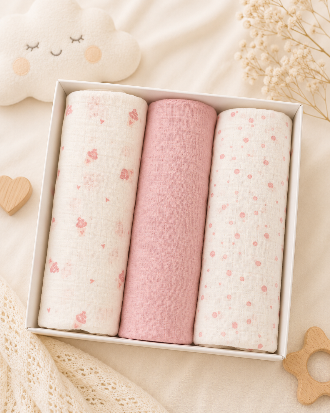 Set 3 Mussole Neonato – Morbide e Versatili