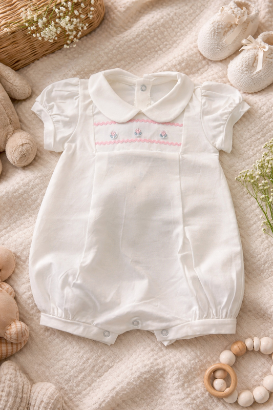 Pagliaccetto Neonato con Colletto Ricamato