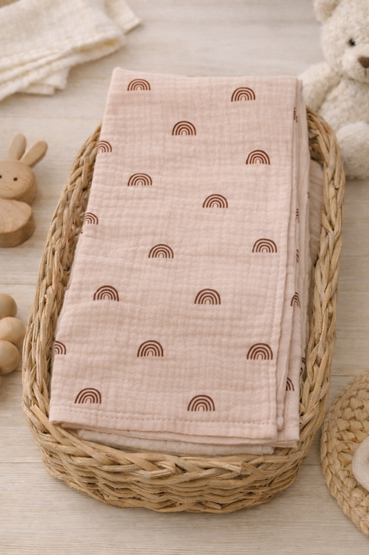 Mussola neonato in cotone – fantasia arcobaleni nude