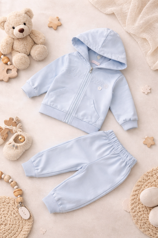 Completo tuta neonata azzurro polvere