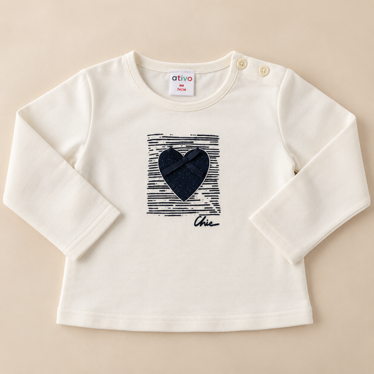 Maglia Bambina “Chic” con Cuore Blu