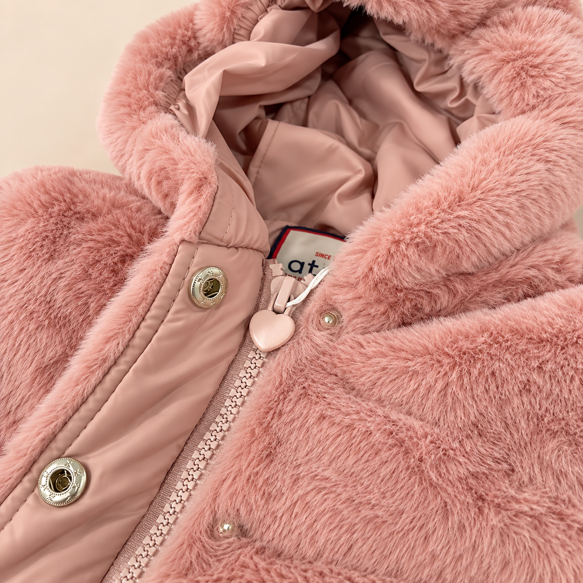 Piumino Bambina Rosa con Ecopelliccia e Cappuccio