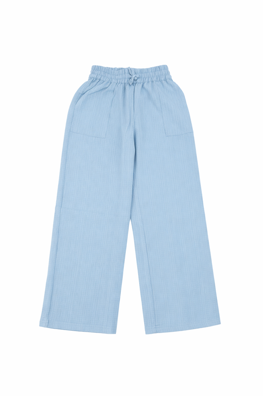 Pantalone ampio azzurro bambina – leggero e confortevole
