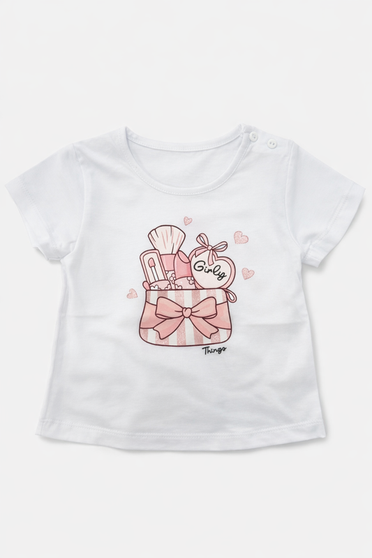 T-shirt bianca bambina con stampa