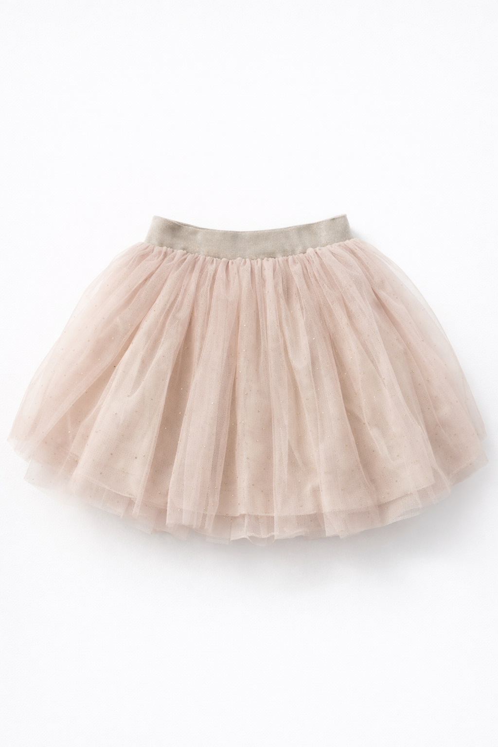 Gonna bambina in tulle beige con glitter