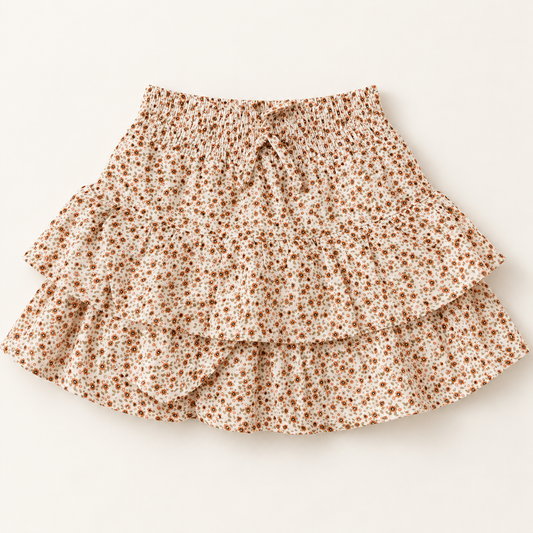 Gonna pantalone floreale con volant